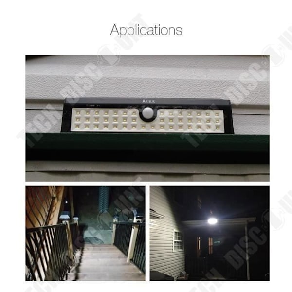 TD® Lampe LED AL-SL03 Solarlampe 44 LED - Udendørs bevægelsesfølsom vandtæt lampe IP65 Væglampe - Multifunktionel