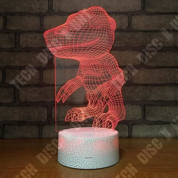 TD® Dekorativ berøringsfølsom optisk lampe 7 farver optisk illusion - sød dinosaur - lavt forbrug USB-kabel 3 AAA batterier