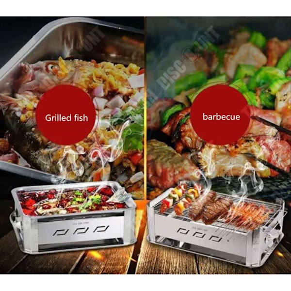 TD® bärbar kolgrill camping litet rostfritt stål hopfällbart köttbord trä rökfritt stål billig apparat ugn resa pic nic