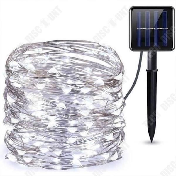 Ljusdekoration - TD® - 100 LED-huvuden - 12 meter - Solenergi - Varm vit