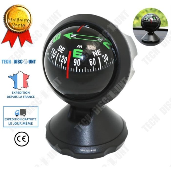 TD® barnkompass för bilsugkopp GPS-navigering Justerbar kamerariktning Travel Dash Mount Ball Black Small