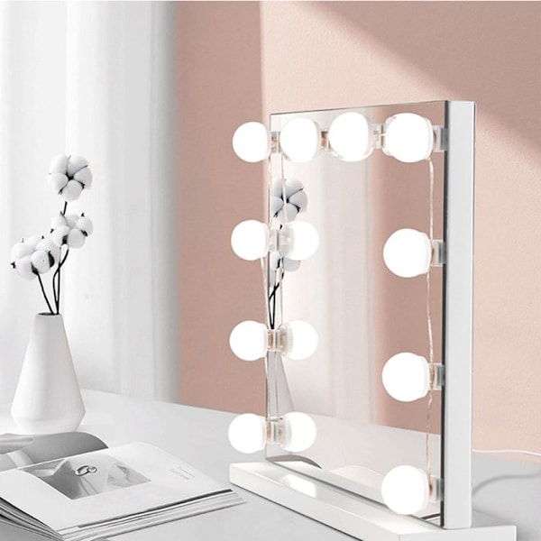 Sminkspegellampa - LCC® - 10 LED-lampor - Fristående installation - Vit - Inomhus