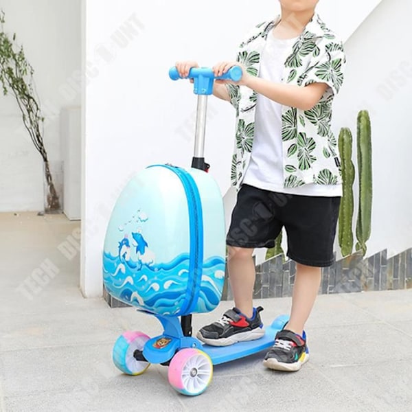 TD® Kuffert til børnescooter, 16 tommer tegneserie bagage, justerbar højde universal hjul kuffert Flerfärgad