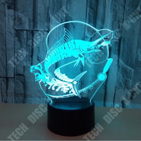 TD® Dekorativ USB Fish 7 färger Fjärrkontroll Optisk illusion 3D Night Light Visualization Bordsbordslampor 3D Glow LED