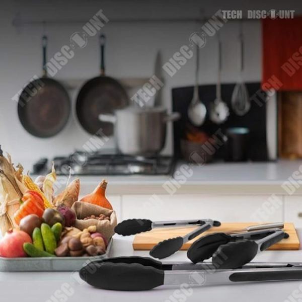 3 Pince til madlavning i rustfrit stål professionel stor robust til brød barbecue silikonetang fødevarebeskyttelse rustfrit stål tilbehør