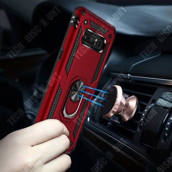 TD® Magneettinen auton puhelinteline Samsung Galaxy Note8:lle, joka sisältää metallirenkaan, täydellinen pehmeä ja kova yhdistelmä.