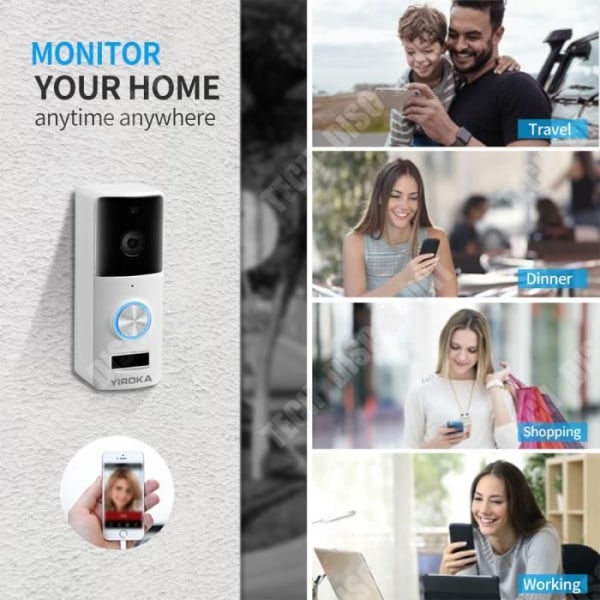 TD® WiFi Video Dörrtelefon Visual Intercom HD Night Vision PIR Rörelsedetektering WiFi Fjärrdörr Dörrklocka Vidvinkel