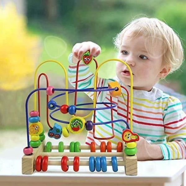 CONFO Barnbollbana Trä Montessori Abacus Maze Games Fruktpärlor Kreativ leksak Födelsedag Julfest Present