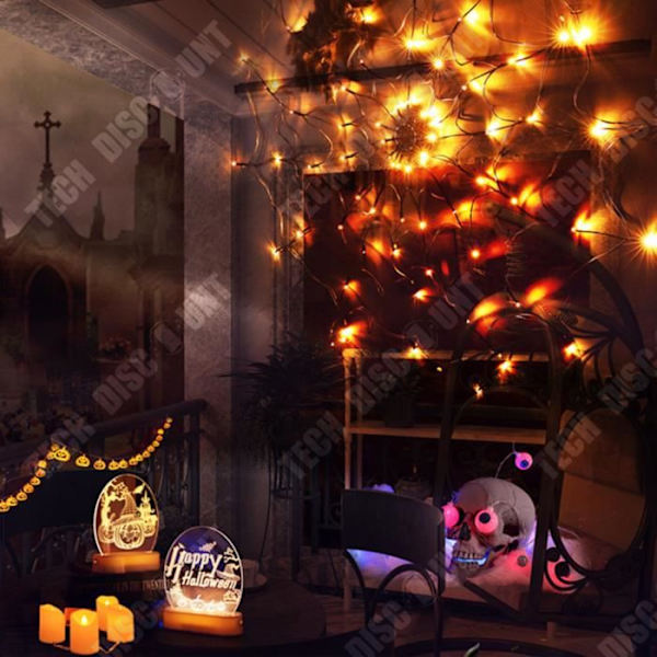 TD® Halloween dekoration tilbehør med LED-spiderweb lys kontrol på afstand.