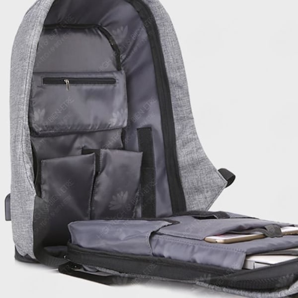 HTBE® USB uppladdningsbar ryggsäck vattentät nylon datorryggsäck utomhus stöldskydd resväska student skolväska stor ca
