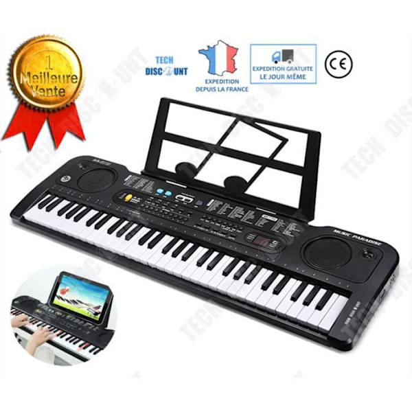 TD® Klaver piano 61 taster genopladeligt til børn legetøjs instrument elektrisk bærbar intellektuel stimulering pædagogisk