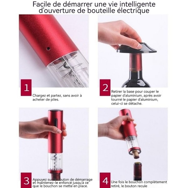 TD® Professionell elektrisk korkskruv uppladdningsbar rödvinsflasköppnare Automatisk flasköppnare vacker design snabböppning