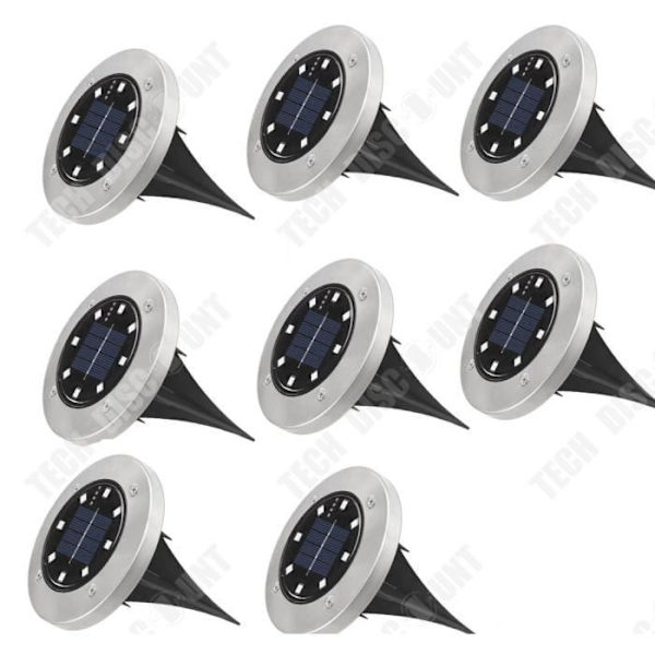TD® Solcellelampe Udendørs 8-pack LED Sollys Have Dekoration Belysning Vandtæt IP65, Varm Hvid 8 LEDs Spotlys Pro