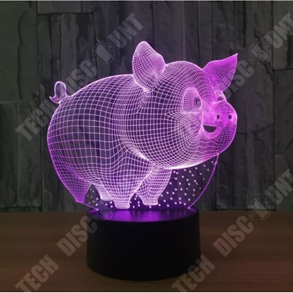 TD® Belle Cochon 7 Väri 3D Visual Led Led Yövalot Lapsille Kosketus USB Vauvansänky Nukkuminen Yövalo 3D Valo Lamppu