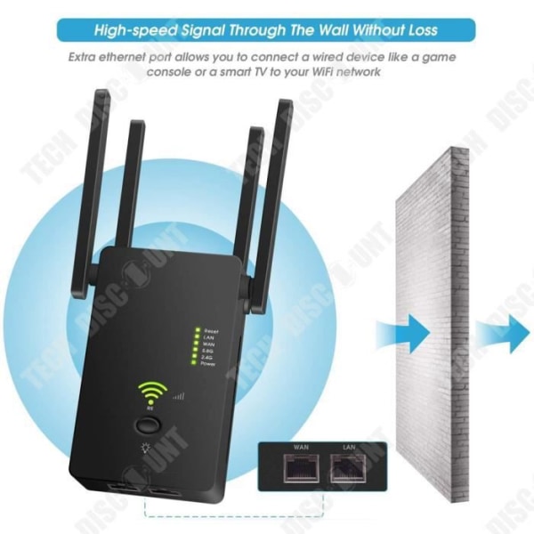 TD® Trådlös Router 1200M Signalförstärkare 2.4G5G Repeater AP Hem WIFI-förbättring Alldeles kompatibel Lättviktsportab