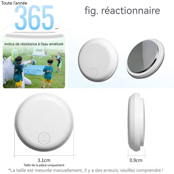 GPS-tracker INN® 3.1x0.9cm Anti-tabssystem til lokalisering af kæledyr for ældre og børn, hvid