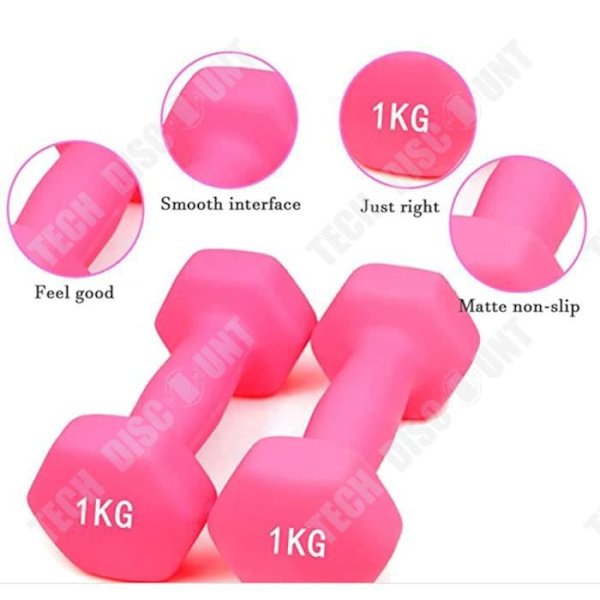 TD® Damer og børn dykker dumbbell 1 kg farve gummibelagt hexagonal rund hoved støbejern dumbbell