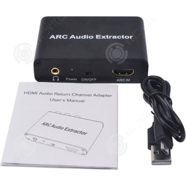 INN® ARC till ljudadapter, HDMI Audio Return Adapter, 3,5 m svart fiberoptisk koaxial ljudutgångskonverterare