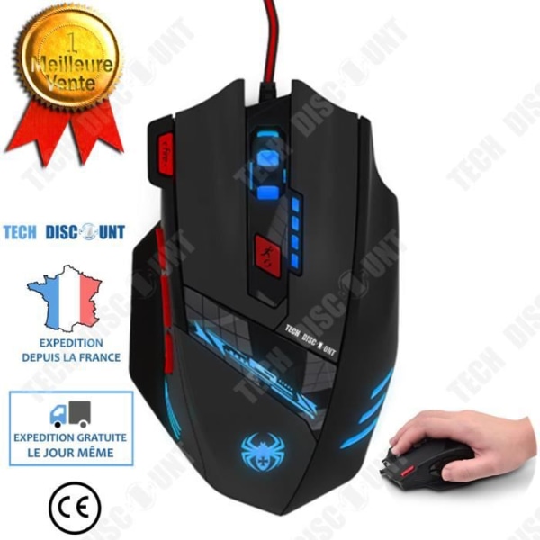 TD® Wired GAMING Mouse Desktop Justerbar DPI Perfekt grepp Handkontroll USB-funktion Flera tangenter Bakgrundsbelysning