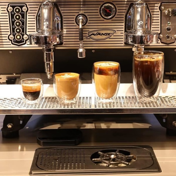 Double Wall Glass Espressotassen 8 set, 4X80ml +4x250ML. Används för Cappuccino Espresso Tassen, Kaffekoppsservis