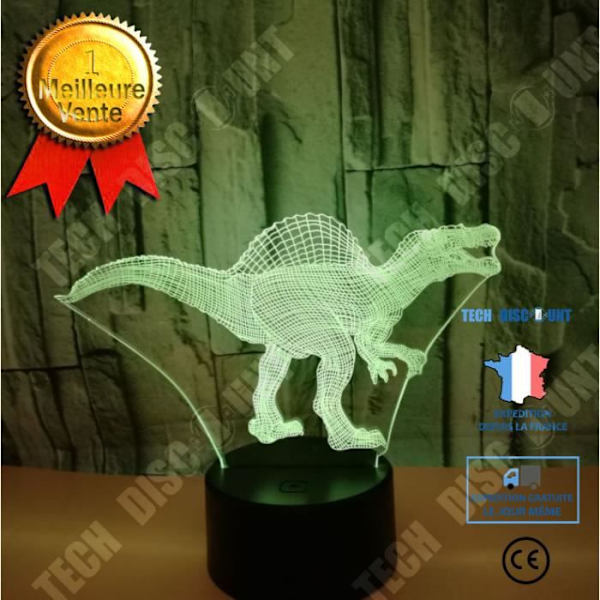 Nattelygte - NIAZHY - 3D Dinosaur - Taktile - 7 Farver - LED 7 färger (röd, grön, blå, gul, cyan