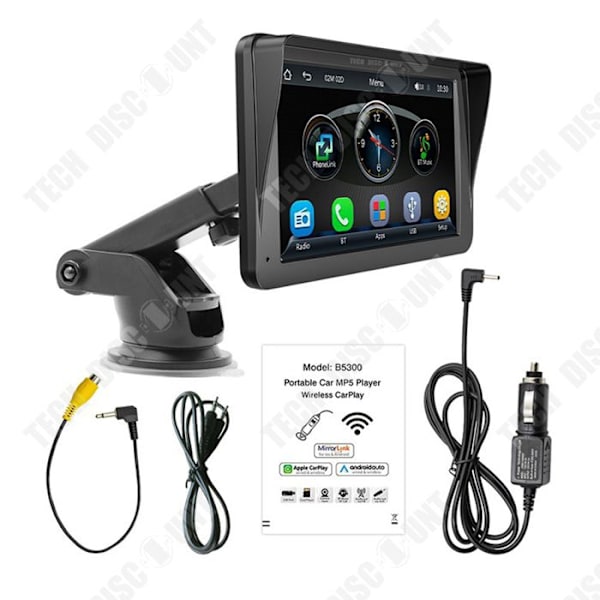 TD® Kannettava auton näyttö 7 tuumaa musta Langaton auton näyttö PND HD Kosketusnäyttöauton multimedia-soitin USB-liitäntä