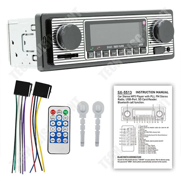 TD® Autoradio Bluetooth MP3-afspiller Autoradio med håndfri Bluetooth Sort til alle små biler Bilstereo-afspiller