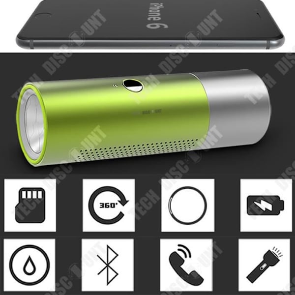 TD® Högtalare ficklampa trådlös Bluetooth-högtalare kraftfull utomhus vattentät bärbar musik mini metall original kvalitet lum