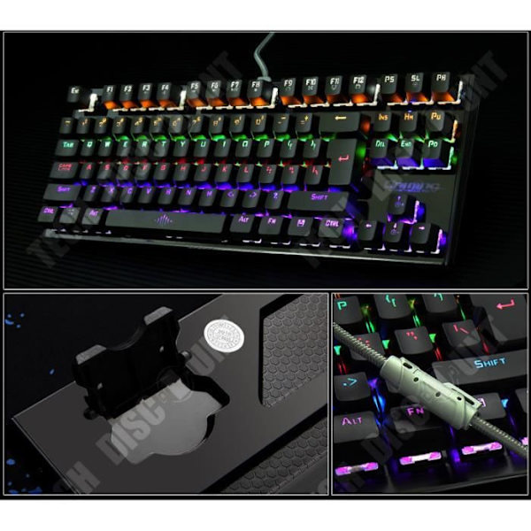 TD® Professional 87 Key Wired USB Bakgrundsbelyst mekaniskt speltangentbord med ergonomisk fjäderbelastad design - Vit A58203