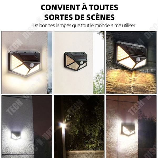 TD Udendørs solcellelampe 2 stk 100 LED udendørs sollys ip 65 vandtæt belysning væg lampe væglampe til haven