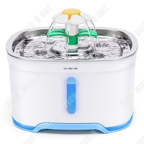 TD® Pet Water Fountain Elektrisk Rustfrit Stål LED Cirkulerende Vanddispenser Filtreringspatron