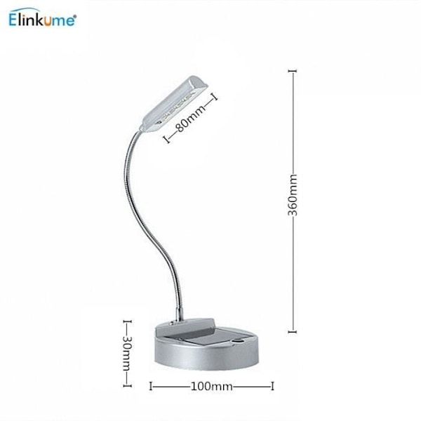 Kontorlampe - Solenergi - 4 LED'er - Foldbar - Variabel Intensitet - Grå Metal