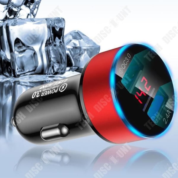 TD® 5V3.1A biloplader i aluminiumlegering med multifunktionelt halo digitalt display.