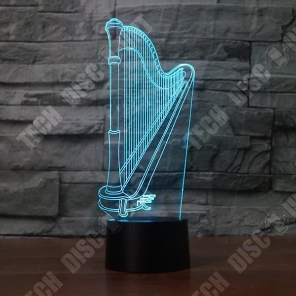 TD® Optisk bordslampa dekorativ touch 7 färger optisk illusion - harpa modell - låg förbrukning USB-kabel eller 3 AAA-batterier