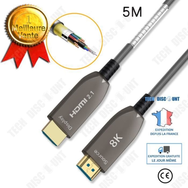 TD® Fiberoptisk 8K HDMI-kabel High Definition Version 2.1 8K60Hz 4K120Hz TV-datorprojektor PS5-kabel 5 meter lång