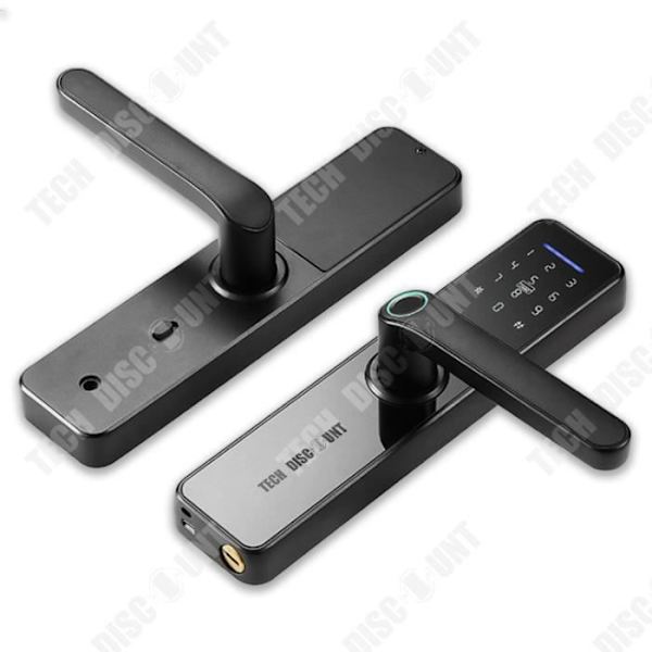 TD® Smart Rumslås Innerdörr Fingeravtryckslås Trädörrhandtag Magnetkort Svart silver