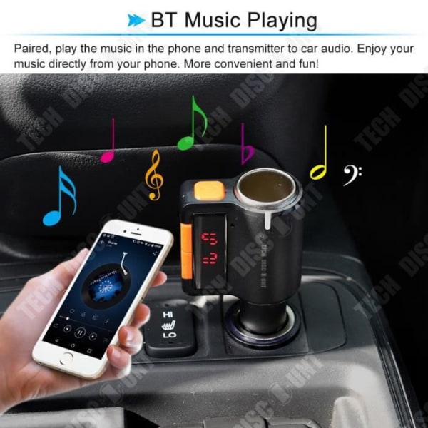 TD® Bluetooth Bil FM-sändare Cigarettändare Musik USB Trådlös telefonadapter Radioladdare MP3 Handsfree iPhone