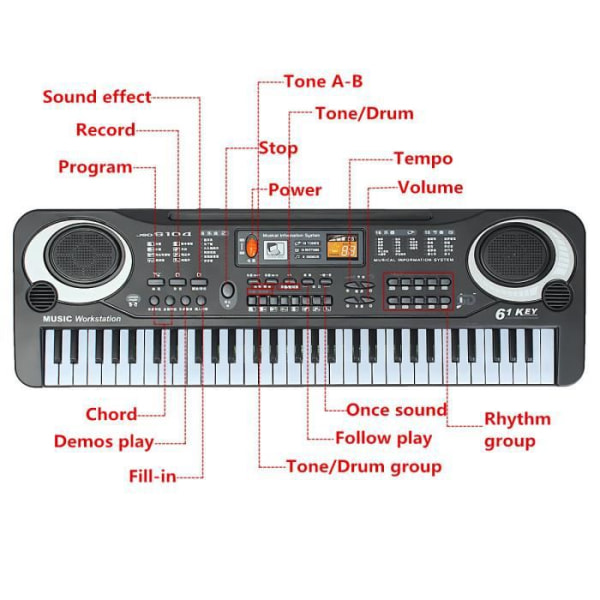 Pianoorgel Elektronisk tangentbord 61 tangenter Pr Barnpresentleksak + mikrofon