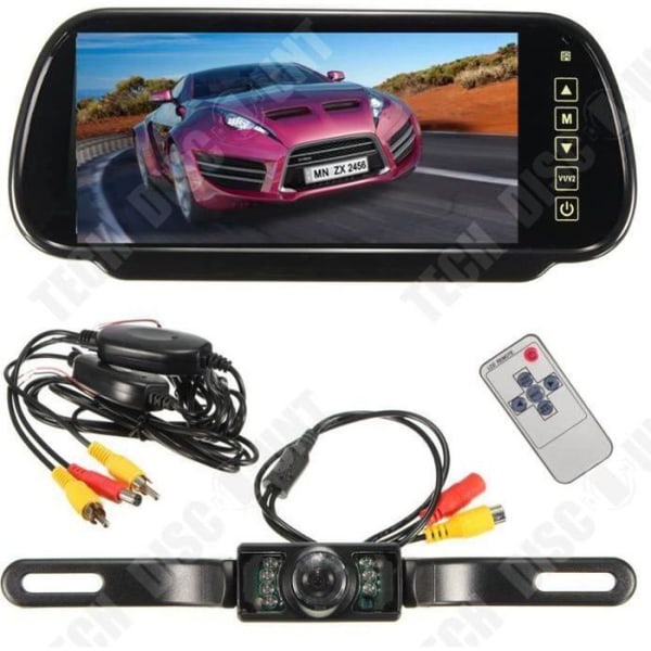 TD® Universal infraröd backkamera för bil - Trådlös pekskärm backkamera 7'' LCD-backspegel bakre bildskärm