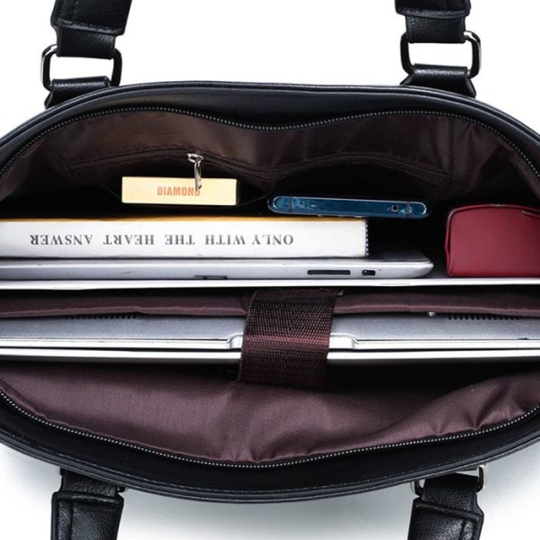 Business handväska - LCC® - 38*6*29cm - Syntetläder - Axelrem - Slitstark Svart