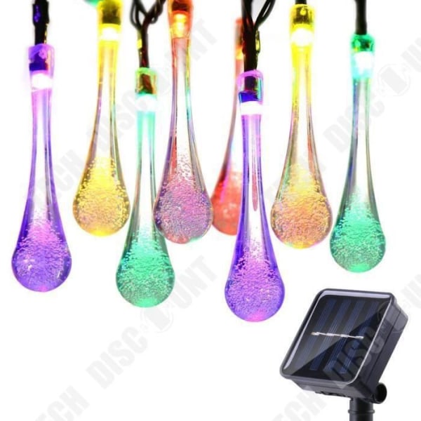 TD® Solar Teardrop String Lights Utomhusljus 4,8 m 20 lysdioder 8 lägen för fest (flerfärgad)