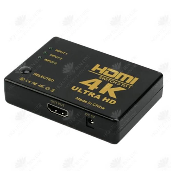 HTBE® HDMI-switcher Fjernbetjening højopløsning 4K 5 i 1 HDMI-switcher infrarød Fjernbetjening højopløsning
