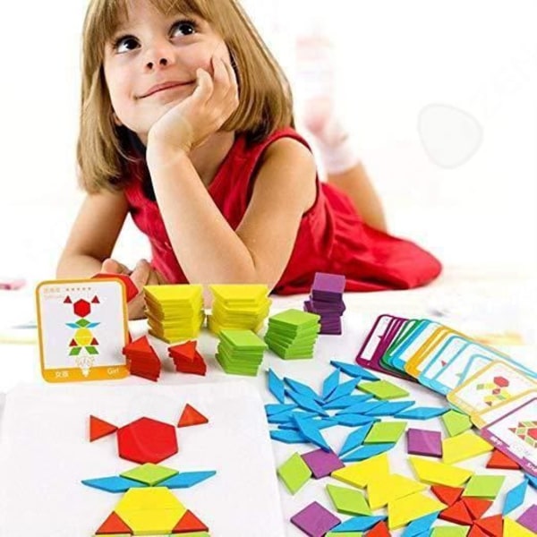 CONFO 155 Palaset Montessori Puzzles Tangram Puusta Lapsille Opettavainen Geometrinen Palapeli Leikkit joissa Oppiminen Lahjana Jouluun Syntymäpäiväl