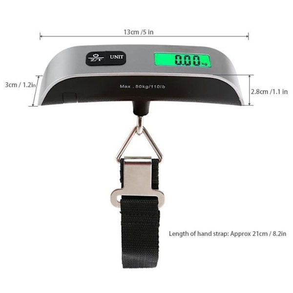 Taskuvaaka - LCD - 50kg - Kannettava - Elektroninen - Taara- ja ylikuormitusilmaisin