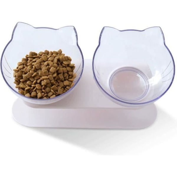 Present, dubbel husdjursmatskål med upphöjt stativ för katter och små hundar