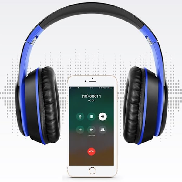 TD® trådlösa hopfällbara Bluetooth-hörlurar Bluetooth 5.0-samtal Stöder MP3-, FM- och TF-kortspelare (blått)