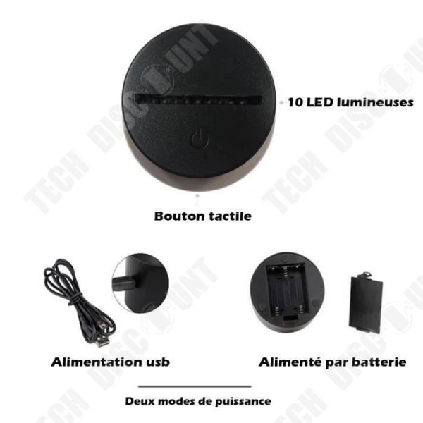 TD® Optisk bordslampa dekorativ taktil 7 färger optisk illusion - hästmodell - låg förbrukning USB-kabel eller 3 batterier
