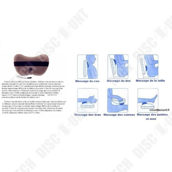 TD® Lämmitettävä Hierontatyyny / Shiatsu Pään Hieroja Hyvinvointiin / Hierontatyyny 4 päätä SQ-B202