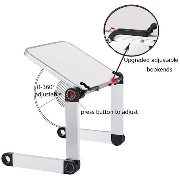 Justerbart bokställ - Vit - Aluminium - Fällbart - Ergonomiskt - Multihöjd Vit