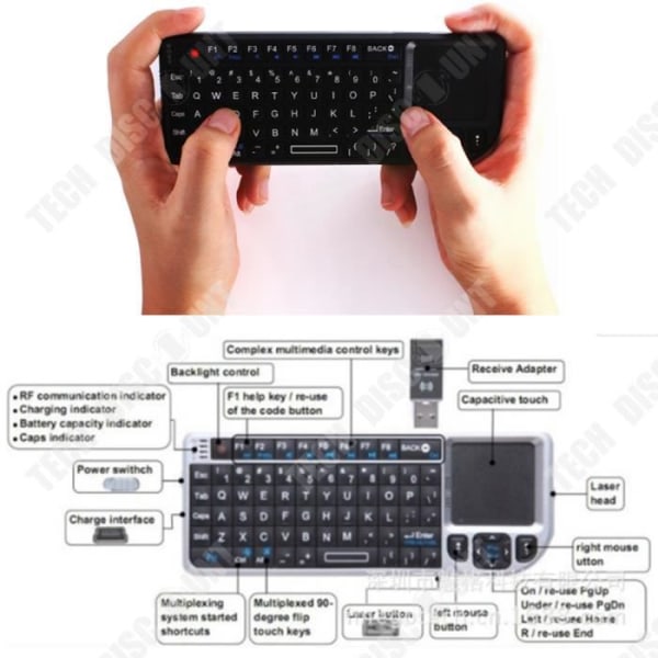 Trådløst touch tastatur TD® Touch kontrol Funktion for dvale